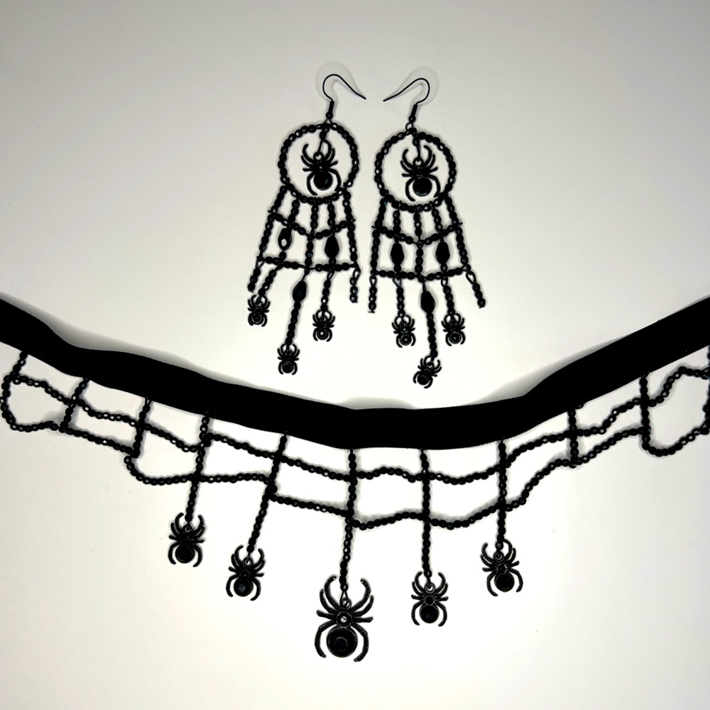 Elegant Black Spider Jewelry Set